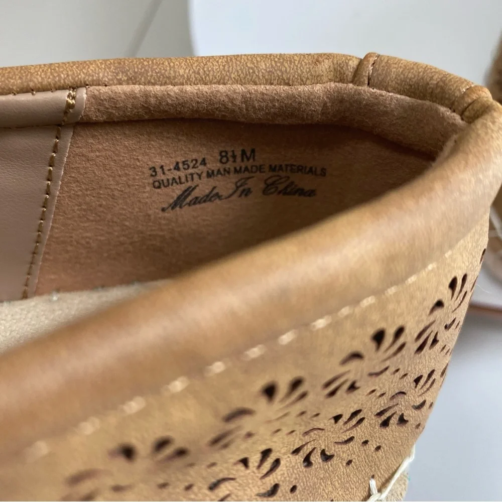 Easy Street Espadrilles Womens ‎ 8.5 Zenon Tan Slip On Cut Out Boho Festival New